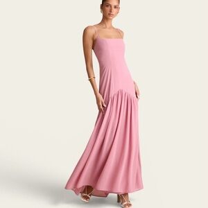 NWT Lulus Auria pink chiffon maxi dress
